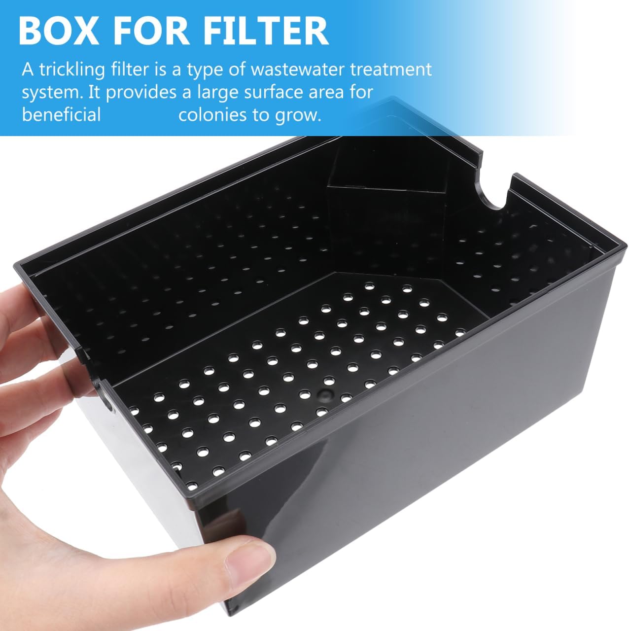 Vanzack Drip Filter Box for Fish Tank - Efficient Aquarium Filter with Overflow Baffle and Enhanced Filtration Black Plastic 6.30 X 4.72 X 2.76 Inches