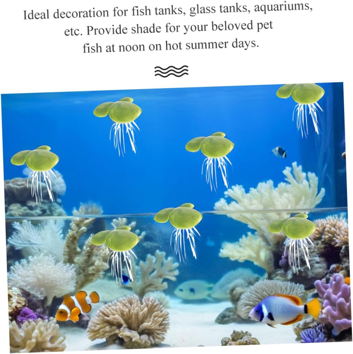 Gadpiparty 18pcs Fake Duckweed Floating Aquarium Plants Decorative Leaf Grass for Fish Tank Shade Artificial Aquatic Decorations