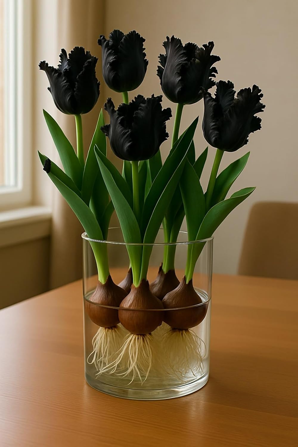 Indoor Pre-Chilled Black Parrot Tulip Bulbs for Forcing Indoors - Easy to Grow - Grow in Water or Dirt Indoors or Plant Outdoors - Prechilled Indoor Bulbs (10 Bulbs)