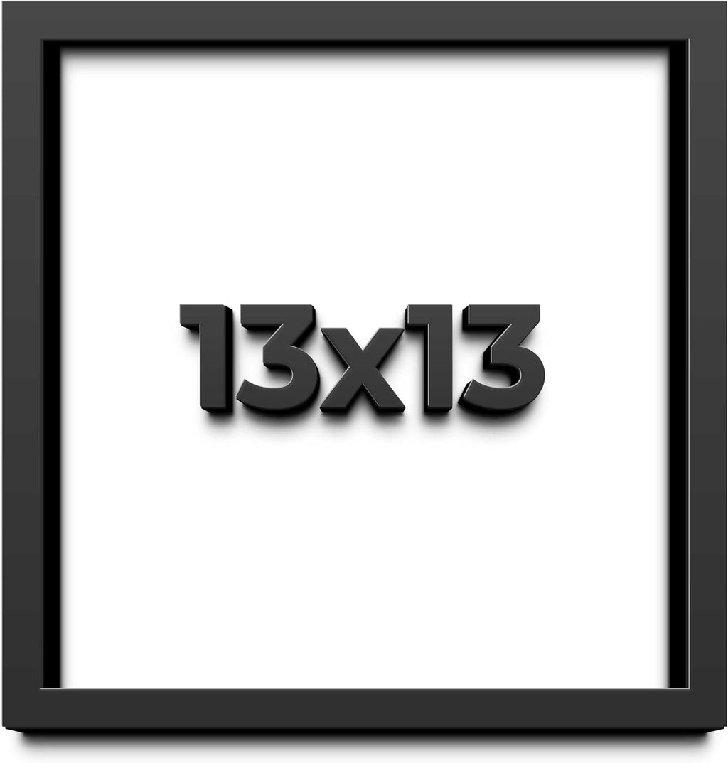 13x13 Shadow Box Frame Black | 1 Inch Deep Solid Wood Shadowbox Display Frame | UV Resistant Acrylic Plexiglass, Acid Free Backing, and Hanging Hardware | Dugan Picture Frame Style