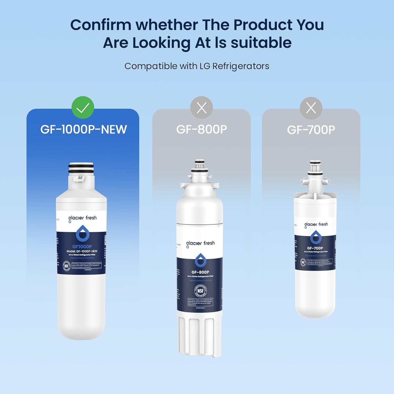 GLACIER FRESH LT1000PC Replacement Water Filter, Compatible with LT1000PC/PCS, LT1000PC, LT-1000PC, MDJ64844601, ADQ747935 ADQ74793504 Water Filter 4 Pack