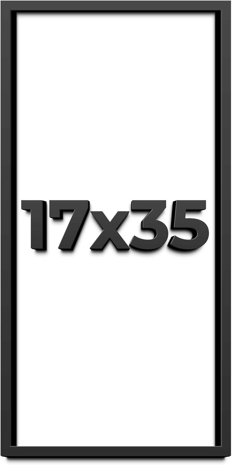 17x35 Shadow Box Frame Black | 1 Inch Deep Solid Wood Shadowbox Display Frame | UV Resistant Acrylic Plexiglass, Acid Free Backing, and Hanging Hardware | Dugan Picture Frame Style