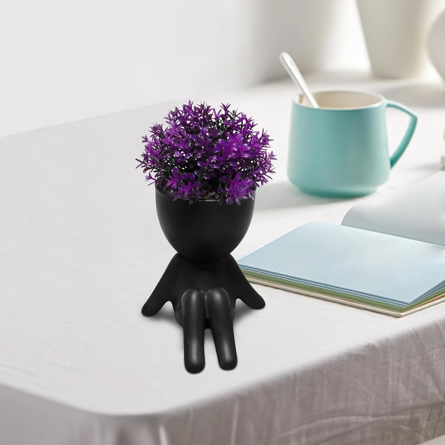 Zerzsy Fake Plants Mini Artificial Greenery Potted Plant for Home Decor Indoor Office Small Fake Plants Decor Cute Faux Succulent Desk Decoration for Office - Set of 1