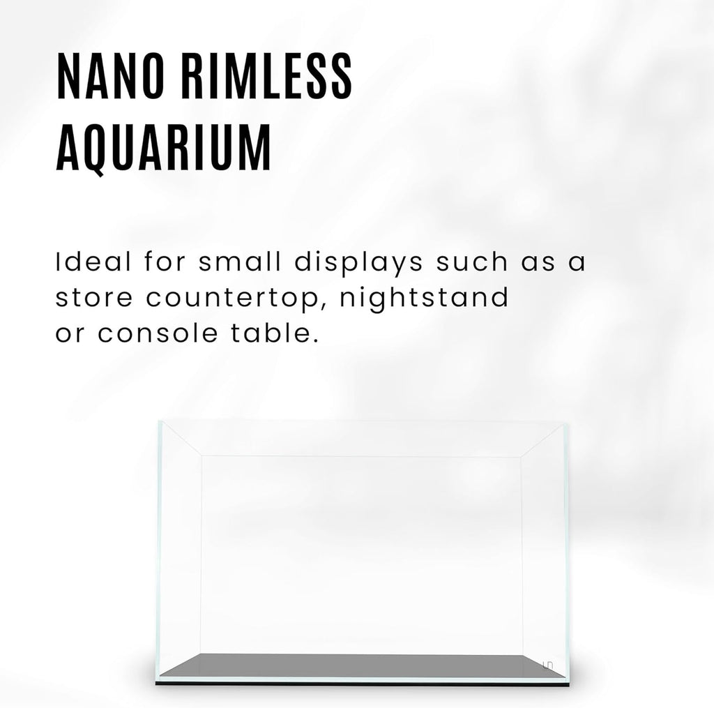 Ultum Nature Systems Ultra Clear Rimless Nano Aquarium - Low Iron Glass Fish Tank with 45° Mitered Edges, 5mm-12mm Thick, Leveling Mat Included (5N, 5 Gallon)