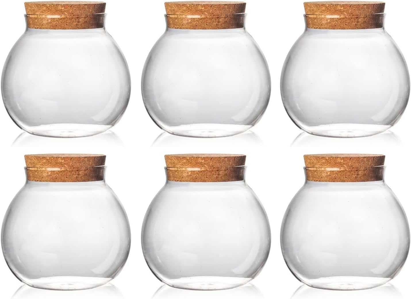 Set of 6 round glass jars with cork lid – 17oz wedding candy jar kitchen jar, perfect for tea, biscuits, cereals, flour, beans, spices, coffee beans etc (6PCS)