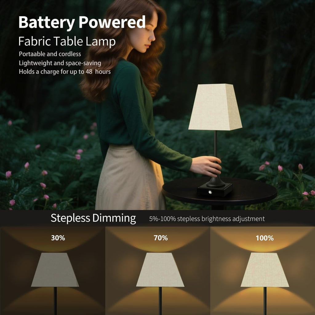 Rechargeable LED Table Lamps with Stepless Touch Control,Black Cordless Lamp for Living Room&Bedside&Patio&Shower,Small Desk Lamp(6000mAH Battery),1 Pack for Home Decor,Best Gifts for Family