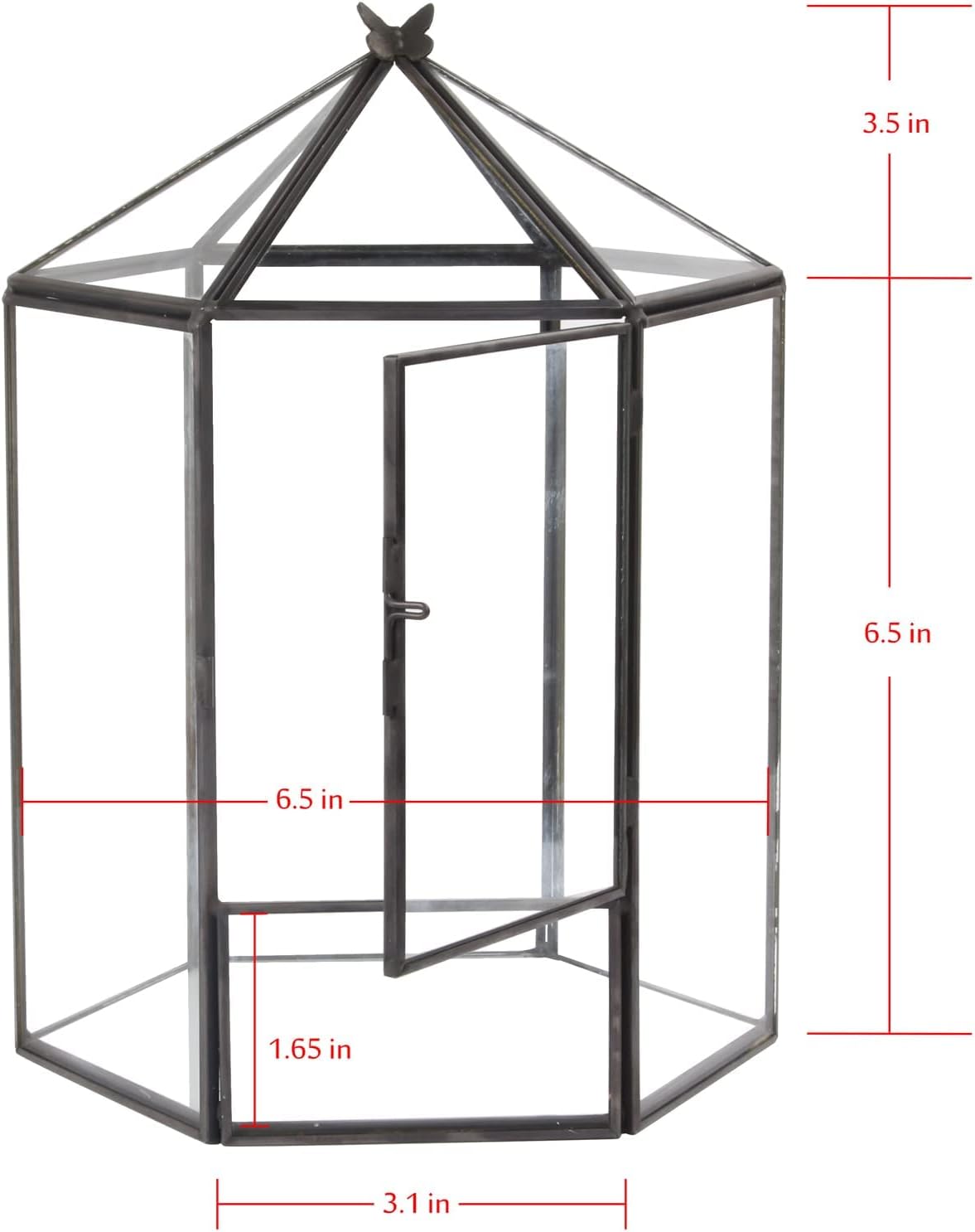 ELEGANTLIFE Glass Geometric Plant Terrarium,Succulent & Air Planter for Home Garden Office Decoration,No Plants(Black Hexagonal)