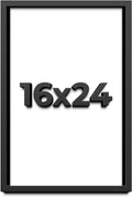 16x24 Shadow Box Frame Black | 1 Inch Deep Solid Wood Shadowbox Display Frame | UV Resistant Acrylic Plexiglass, Acid Free Backing, and Hanging Hardware | Dugan Picture Frame Style