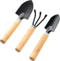 Mini Garden Tools Set, 3 Pcs Small Gardening Kit with Trowel, Shovel & Rake, Rust-Resistant Metal with Wooden Handle, Indoor Plant Tools for Succulents, Bonsai & Potted Plants