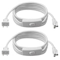 DiCUNO 9.8FT T5 T8 Tube Light Extension Cord with On/Off Switch, US Plug Cable Connector for LED Integrated Single Fixture, Shop Light, Garage, Under Cabinet, White, Pack of 2