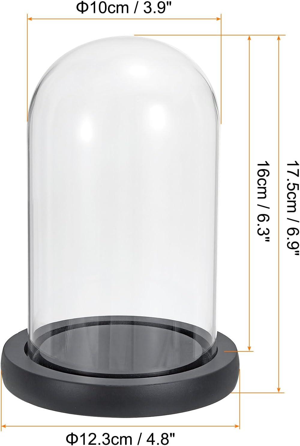 PATIKIL 6.3"x3.9" Clear Cloche Glass Dome, Glass Bell Jar Display Case Tabletop Centerpiece with Black Wooden Base for Christmas Home Decor