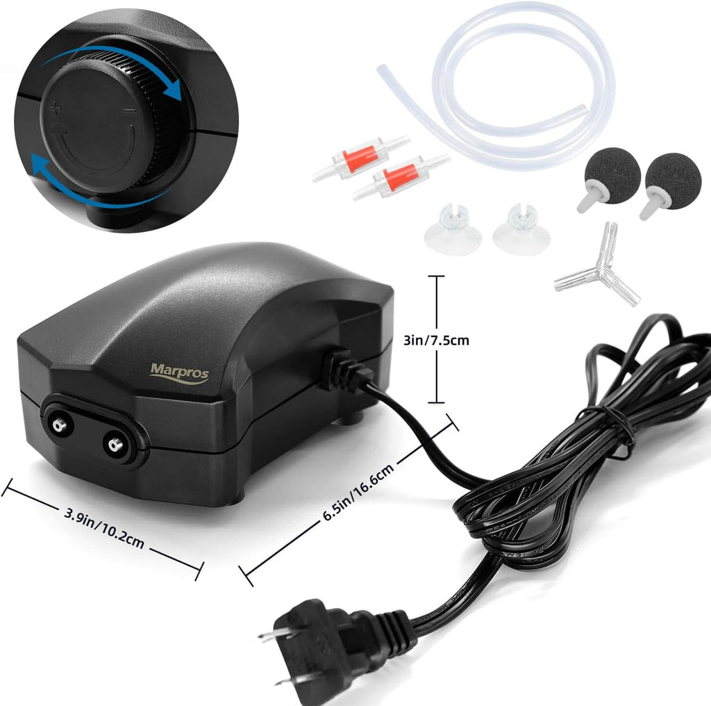 Aquarium Air Pump Single Outlet/Dual Outlet Adjustable Aerator with Accessories for 10-100 Gallon Fish Tank