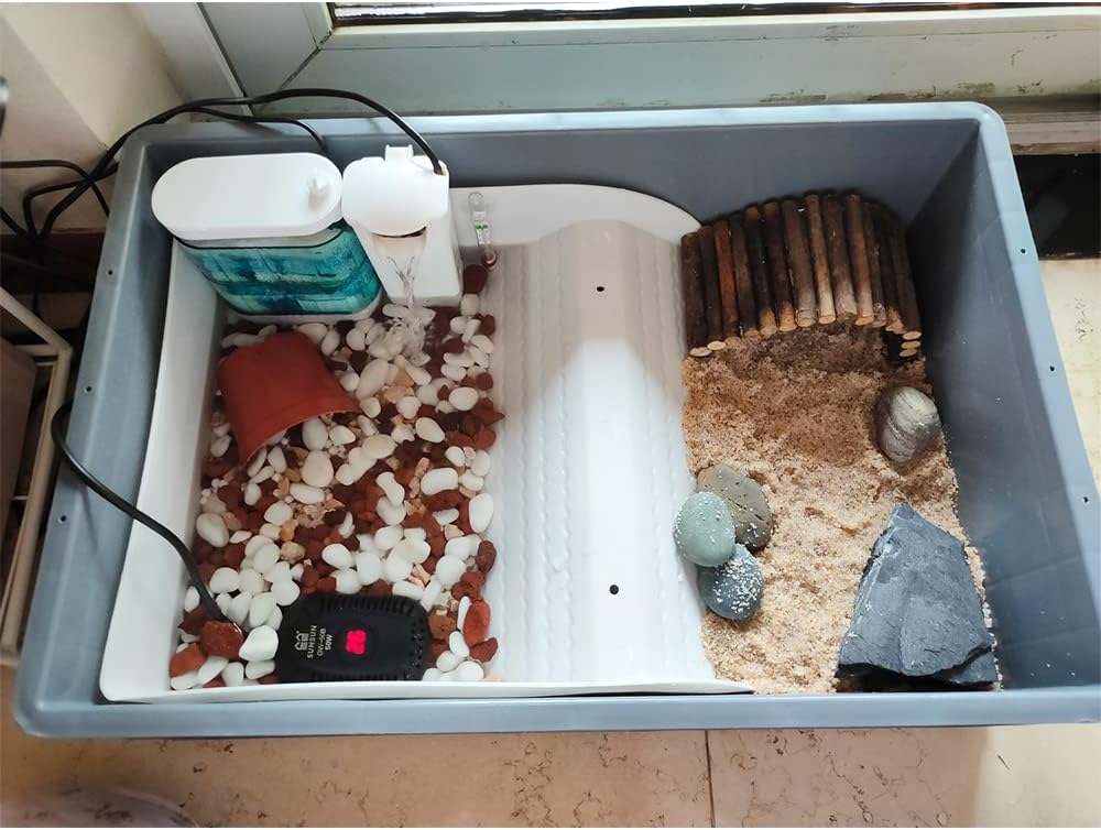 Flushbay Reptile Habitat Décor Hideouts Basking Platform for Aquatic Turtles Critter Cavern Log Hideaway for Tortoise Frog Lizard Bearded Dragon Hides and Caves (Turtle Climbing Platform)
