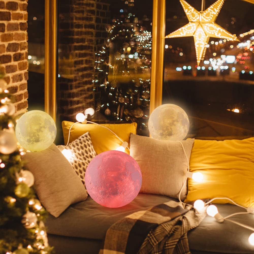 LOGROTATE Moon Lamp, 3D Printing LED 16 Colors Moon Light, Decorative Lights Night Light with Remote&Touch Control and Adjustable Brightness&USB Recharge for Kids Lovers Birthday Gift (6.0 inch)