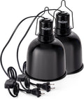 Reptile Light Fixture, 2-Pack 5.5-Inch Deep Dome Lamp Caps with Optical Reflection Cover, Heat-Resistant Design for Reptile Enclosures, Terrariums, and Amphibian Habitats