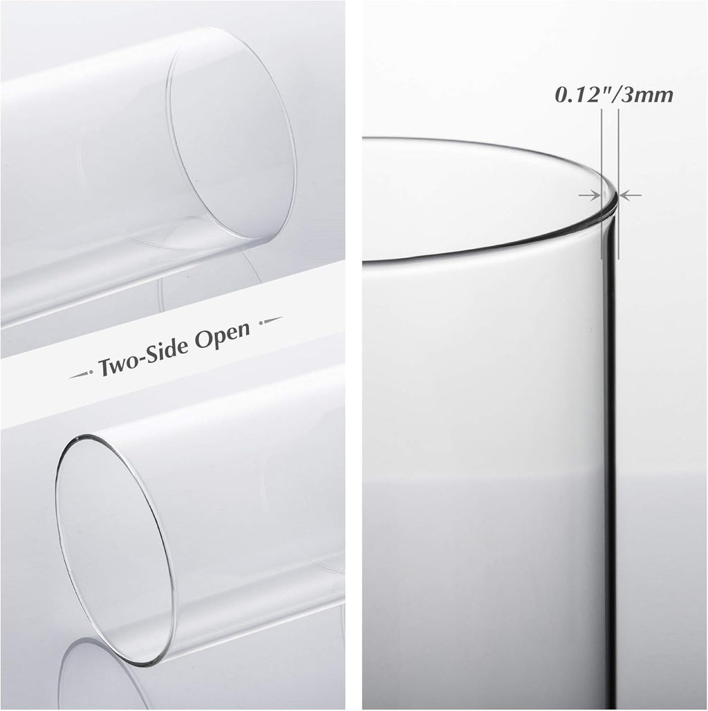 WGVI Hurricane Candle Holder Sleeve, Wide 4", Height 6", Clear Glass Cylinder Candleholder, Chimney Tube, Open Ended Candle Shade, 12 Pieces Bulk