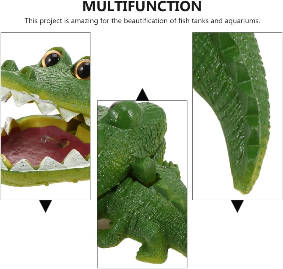 POPETPOP Aquarium Alligator Air Bubbler Decorations, Resin Alligator Aquarium Ornament, Alligator Air Fish Tank Decorations Crafts for Aquarium Fish Tank Accessories
