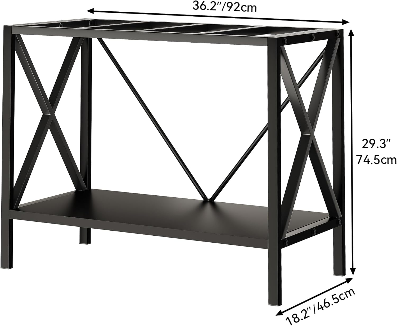 DWVO 10-40 Gallon Fish Tank Stand, Aquarium Stand with 2-Tier Storage Shelf, Heavy Duty Reptile Breeder Turtle Tank Terrarium Rack Table for Home Office, Black, X-Shape