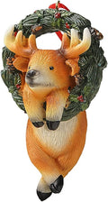 Christmas Small Animal Wreath Swing Ornament Hanging Decor for Xmas Tree Home Office Room Decoration with String (New, Elk)