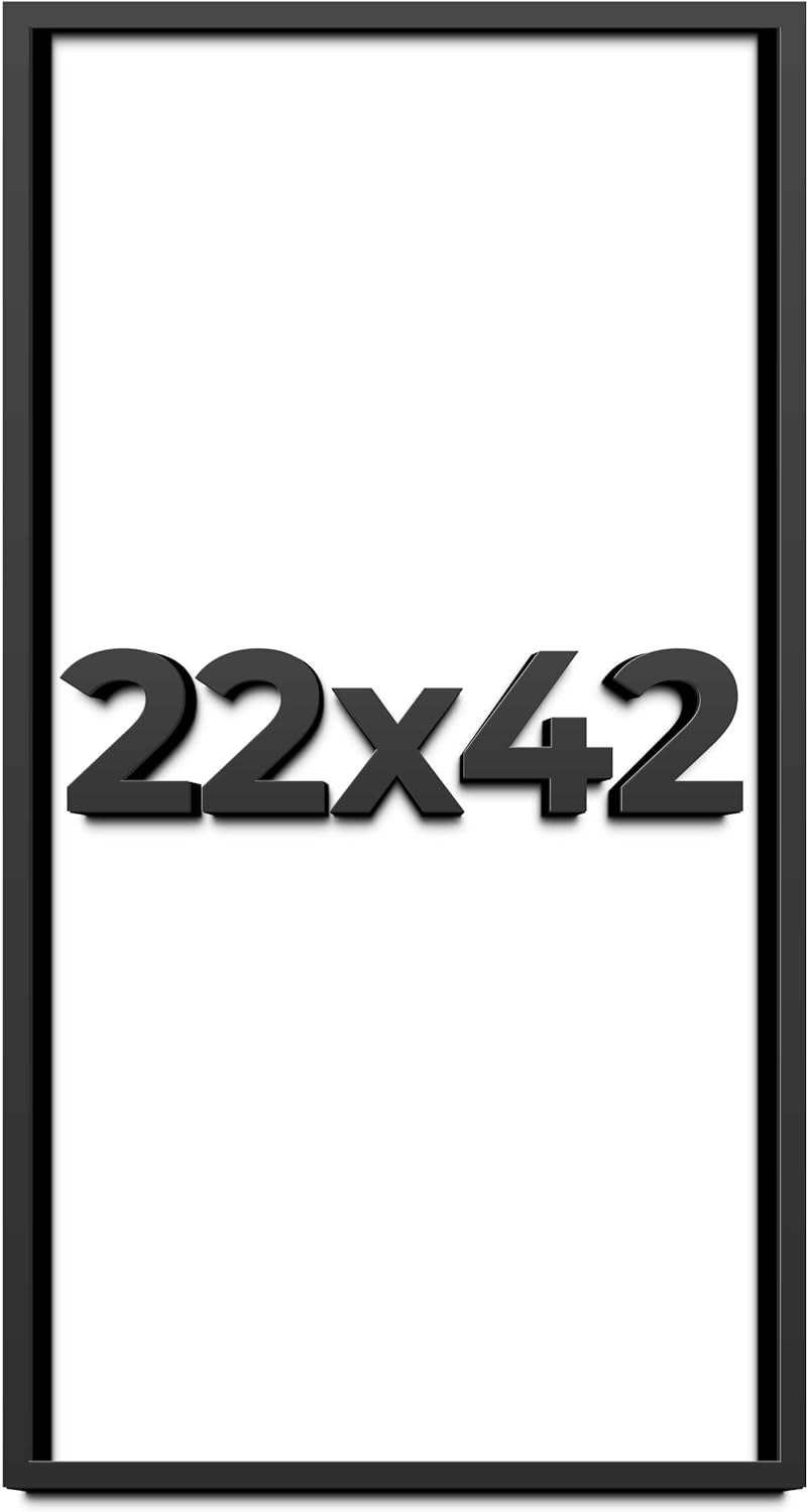 22x42 Shadow Box Frame Black | 1 Inch Deep Solid Wood Shadowbox Display Frame | UV Resistant Acrylic Plexiglass, Acid Free Backing, and Hanging Hardware | Dugan Picture Frame Style