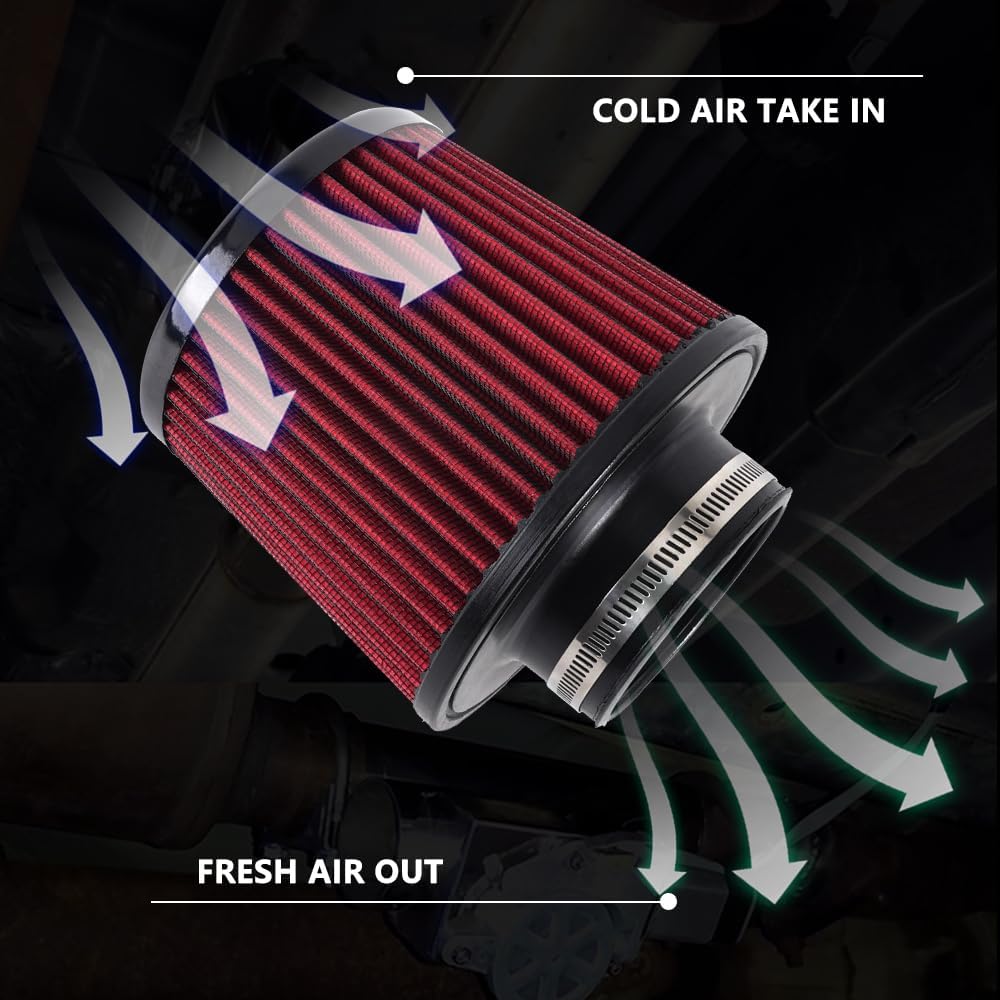muge racing Universal 3 Inch 76mm Air Intake Filter Replacement Cone Air Filters Quality Dry Air Filter