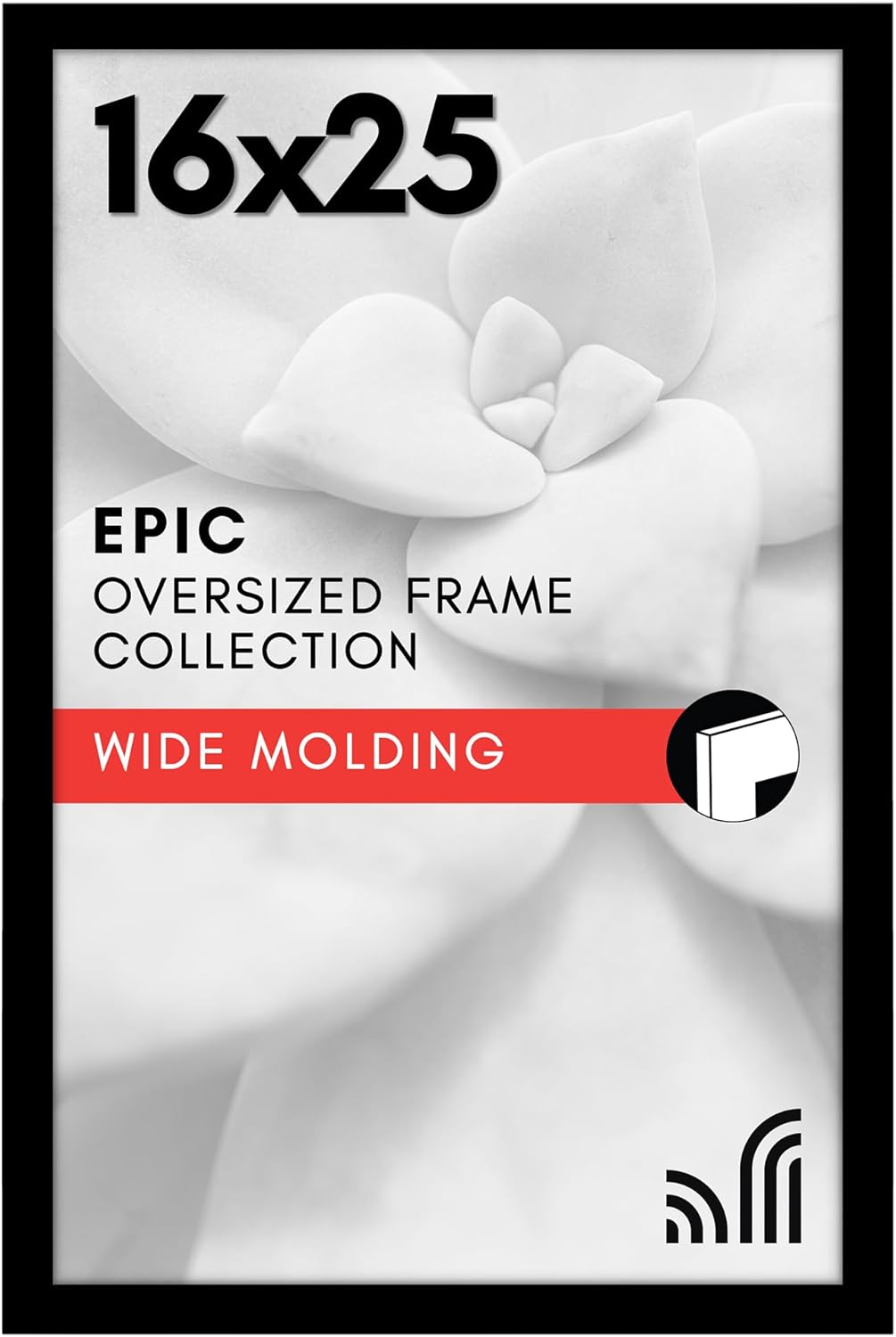 Americanflat 16x25 Poster Frame with Polished Plexiglass - Black Picture Frame - Wide Photo Frames Made of Engineered Wood for Vertical or Horizontal Wall Display - Epic Collection - Black