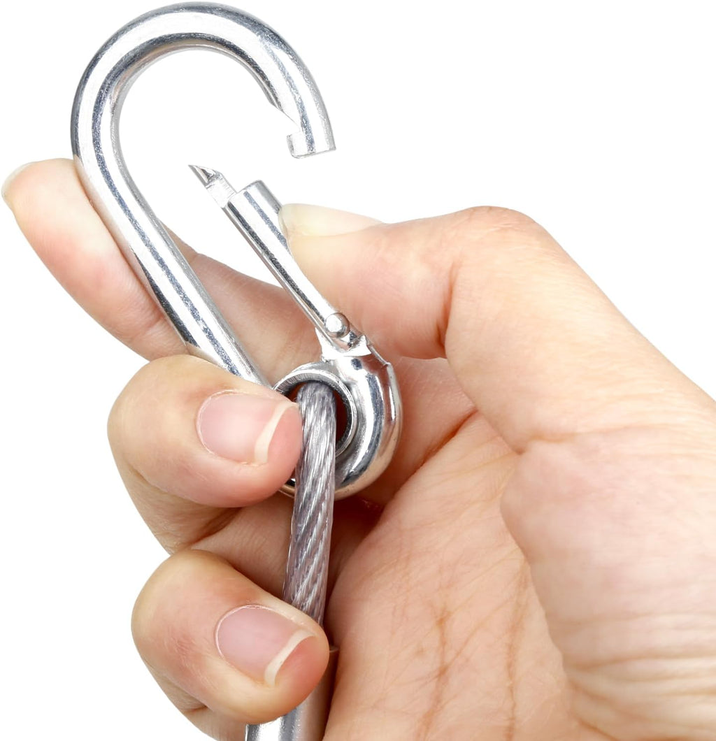 4Pack Lighting Safety Chain Cable Truss Clamps for Lights, Silvery Stainless Steel Lanyard Stage Lights Safety Chains, Security Cable with Loops（Diameter 4mm/0.16'',Length 85cm/34'',Load 60lb