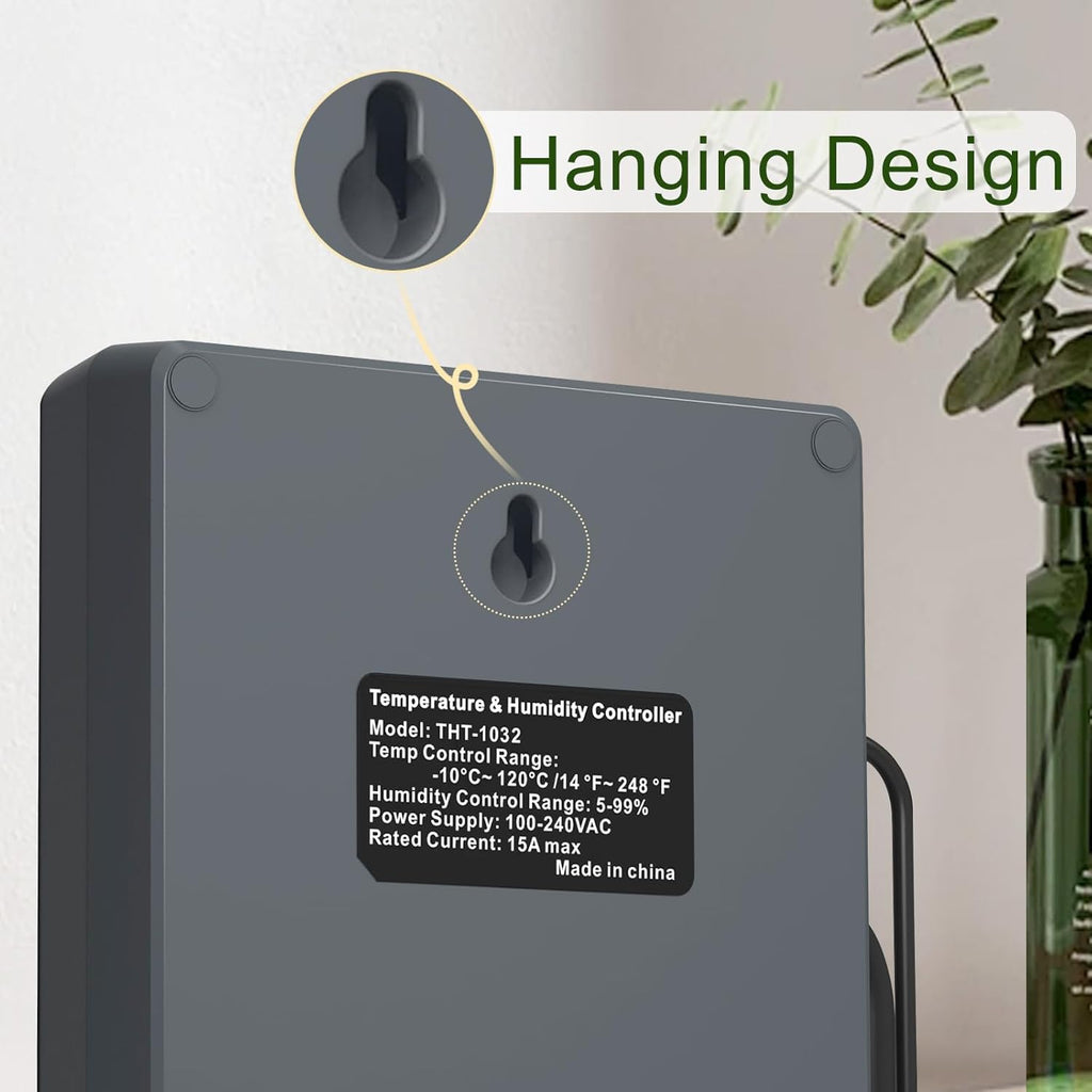 Dual Probe Temperature & Humidity Controller, Independent Sensors for Precise Temperature and Humidity Control, Compatible with Humidifiers, Dehumidifiers, Heating & Cooling Systems