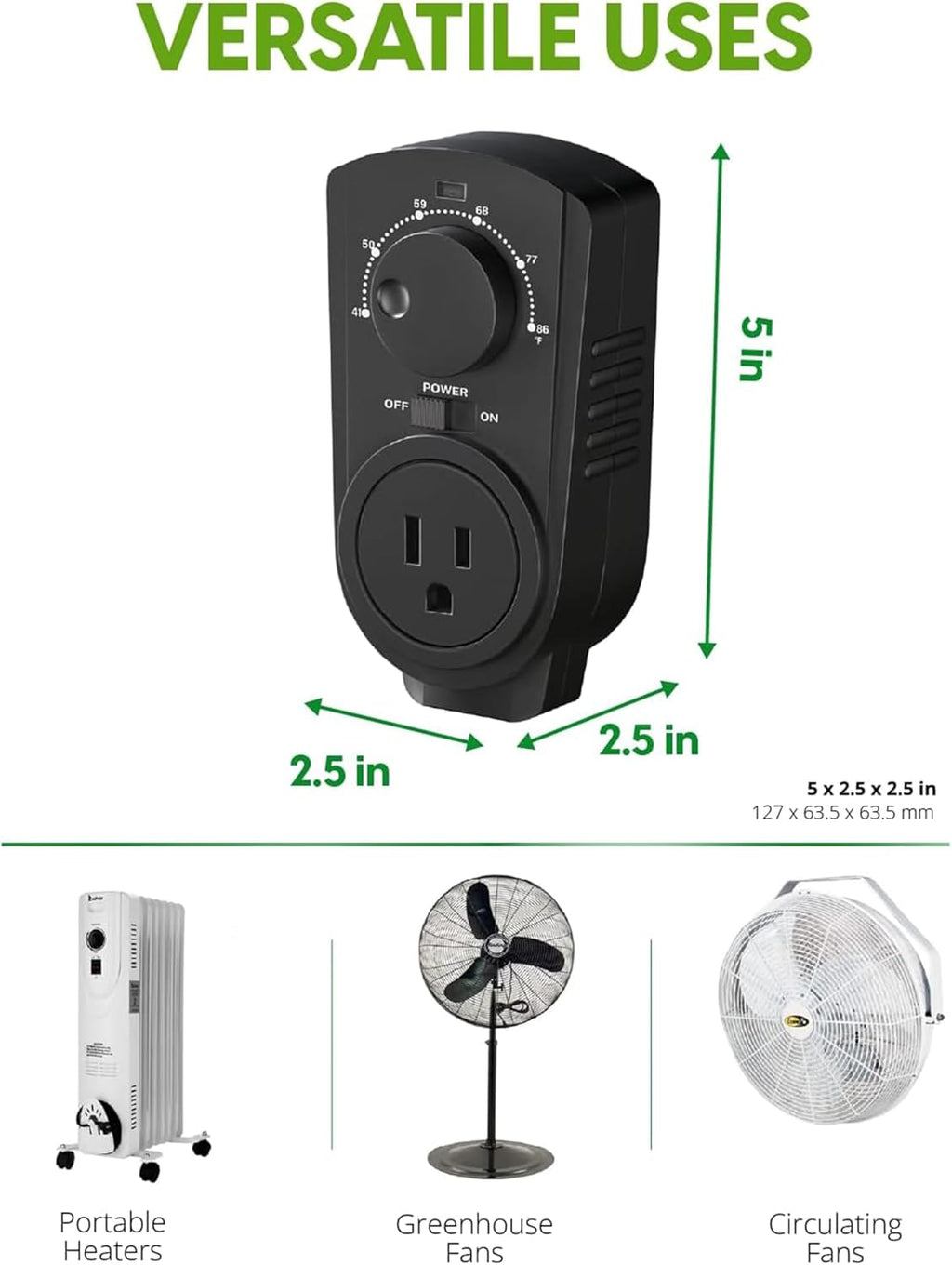 EconoHome Adjustable Thermostat - Universal Plugin Heating & Cooling Thermostat - Compatible with Most EconoHome Wall Mount Space Heaters