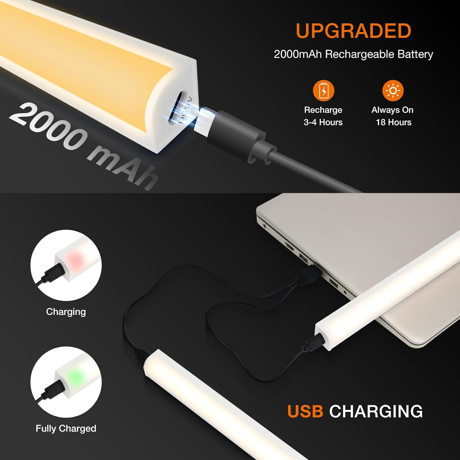 Under Cabinet Lights Remote Control,4 Pack Magnetic Rechargeable Light bar,Under Cabinet Lighting Wireless,Ceiling and Under Counter Lights for Kitchen,Wardrobe,Shelf (White, 20 CM)