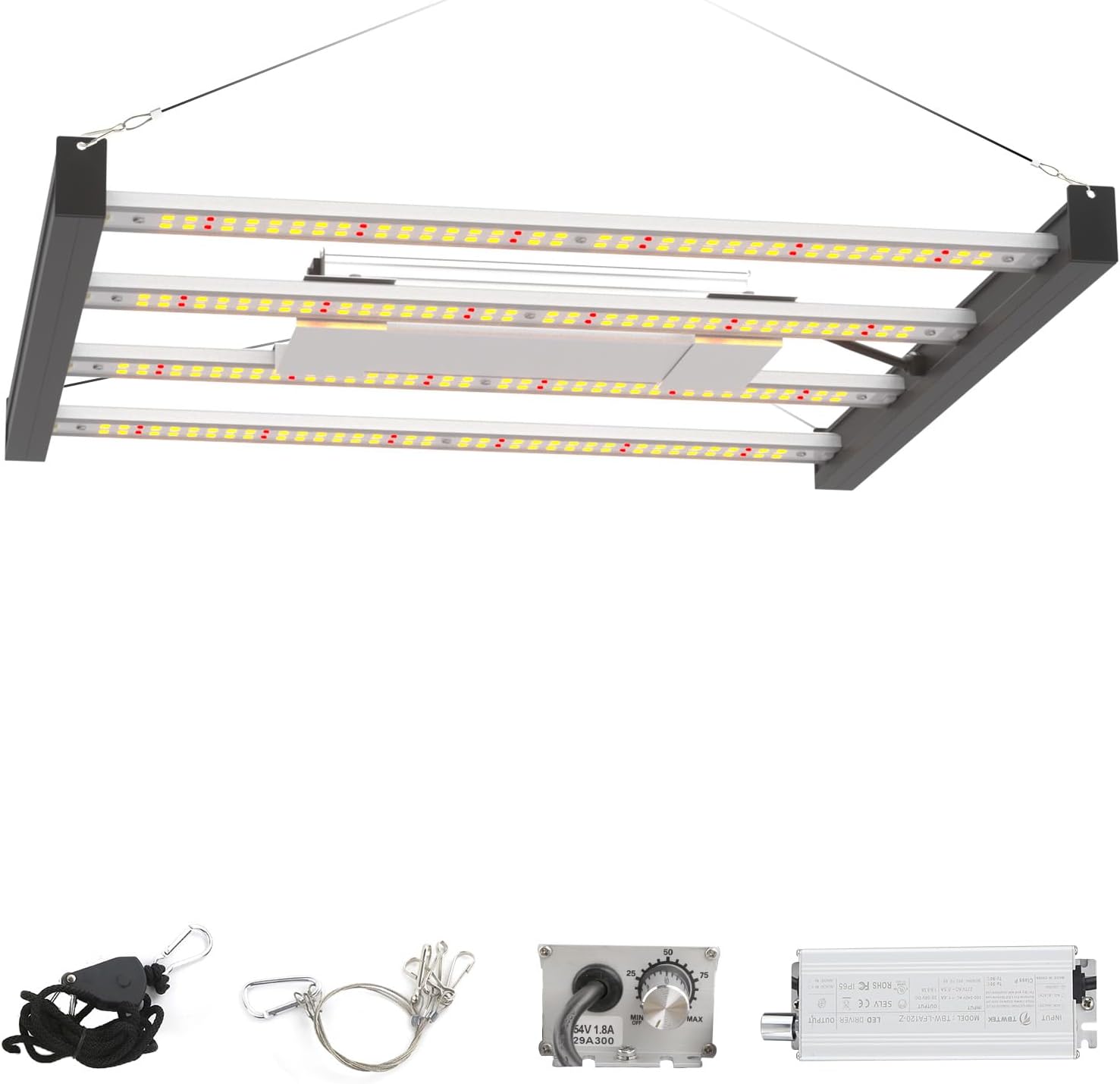 CANAGROW CG1200 LED Grow Light for Indoor Plants 2x2ft Coverage with High Yield Diodes, Sunlike Full Spectrum Dimmable Growing Lamps for Hydroponic Indoor Seeding Veg Bloom Greenhouse(Black)
