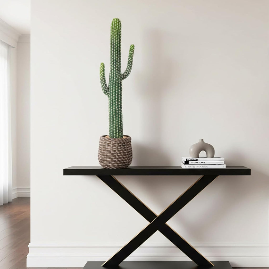 bellacat 32in UV Resistant Fake Cactus with Brown Decorative Pot, Realistic Faux Cactus Plants Indoor, Artificial Cacti for Table Living Room Office Porch Home & Outdoor Decor, 2 Pack