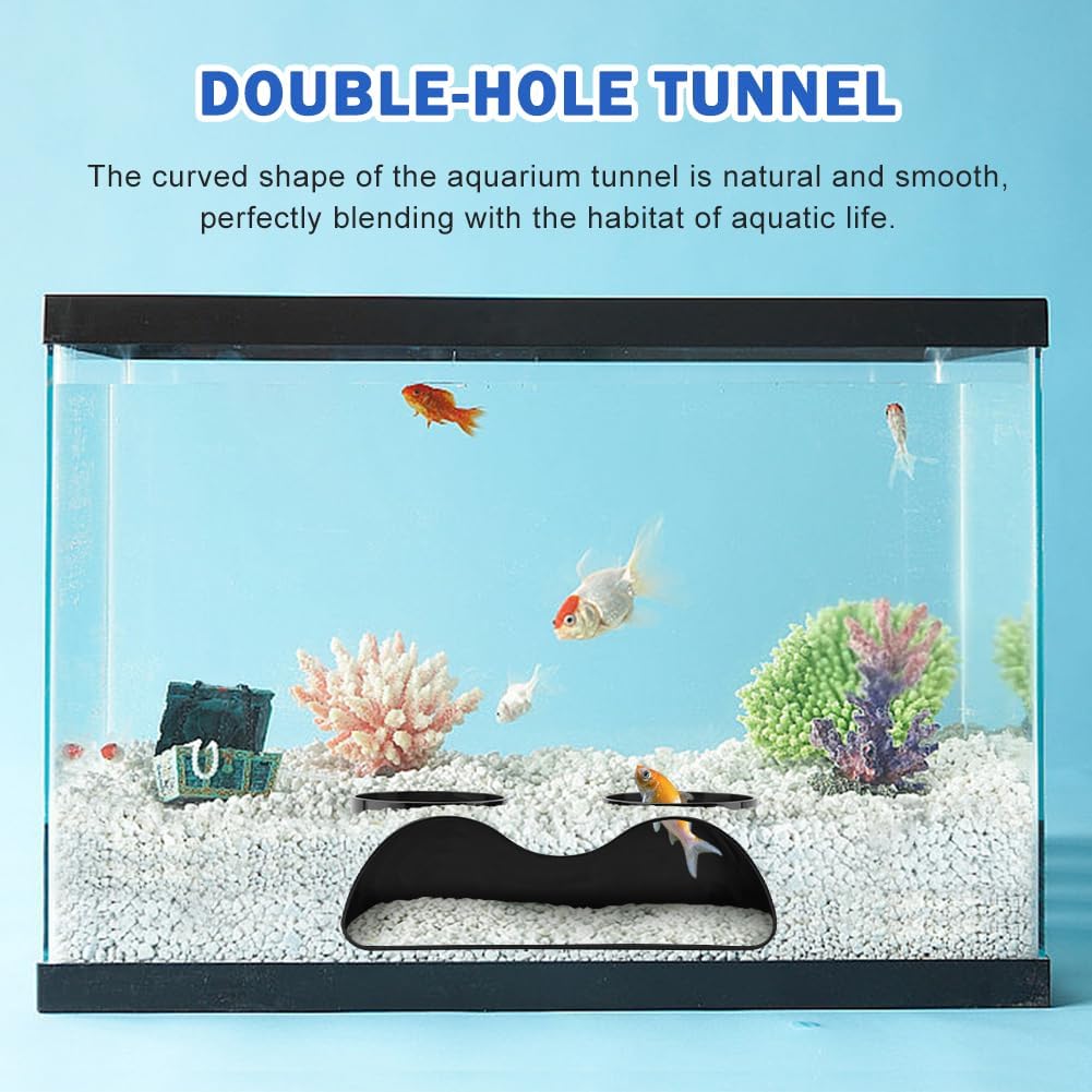 Aquarium Cave - 2-Hole Underground Tunnel | Under Gravel Fish Hideout | Fish Tank Decor for Corydora/Pleco, Ideal for Breeding & Viewing Shrimp