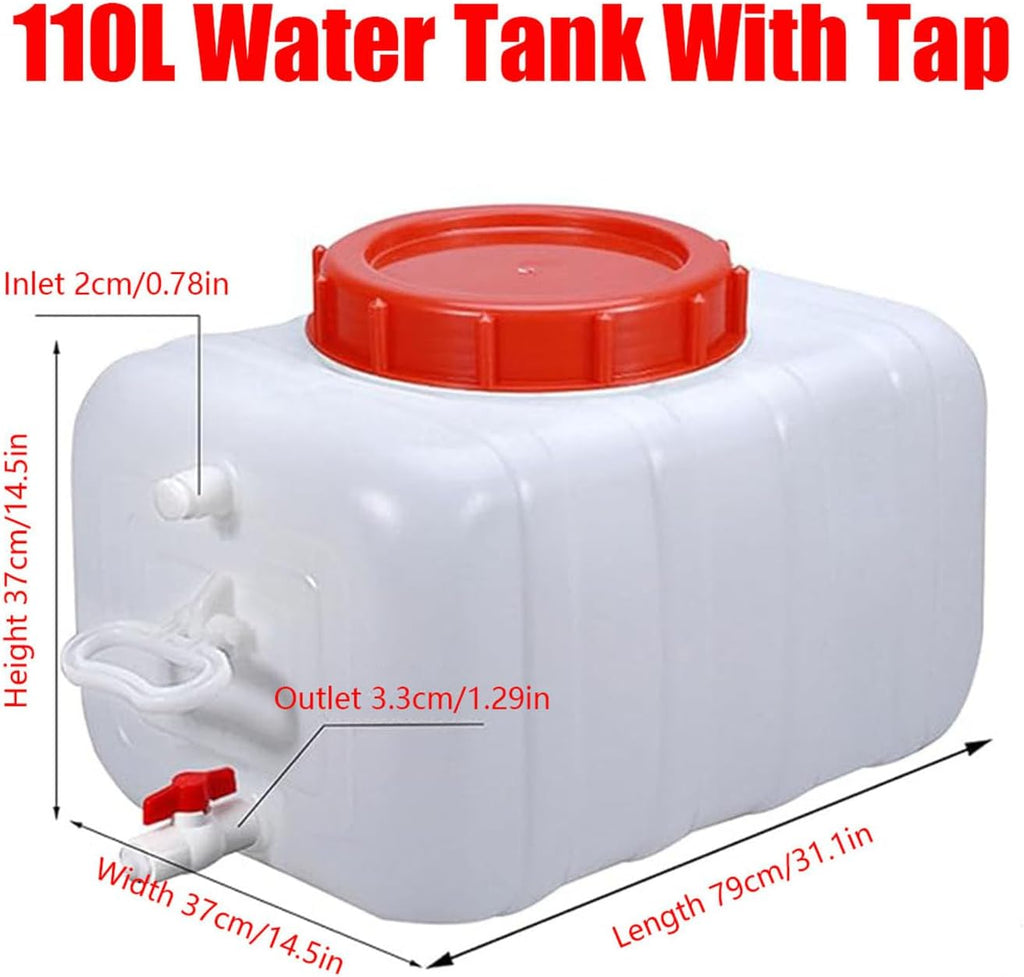 Water Storage Container Water Carrier 6/9/13/21/29/53 Gallon Large Capacity Water Tank with Faucet for Household and Outdoor Use - Portable and Durable Plastic Water Storage Cube(Size:29Gal/110L)