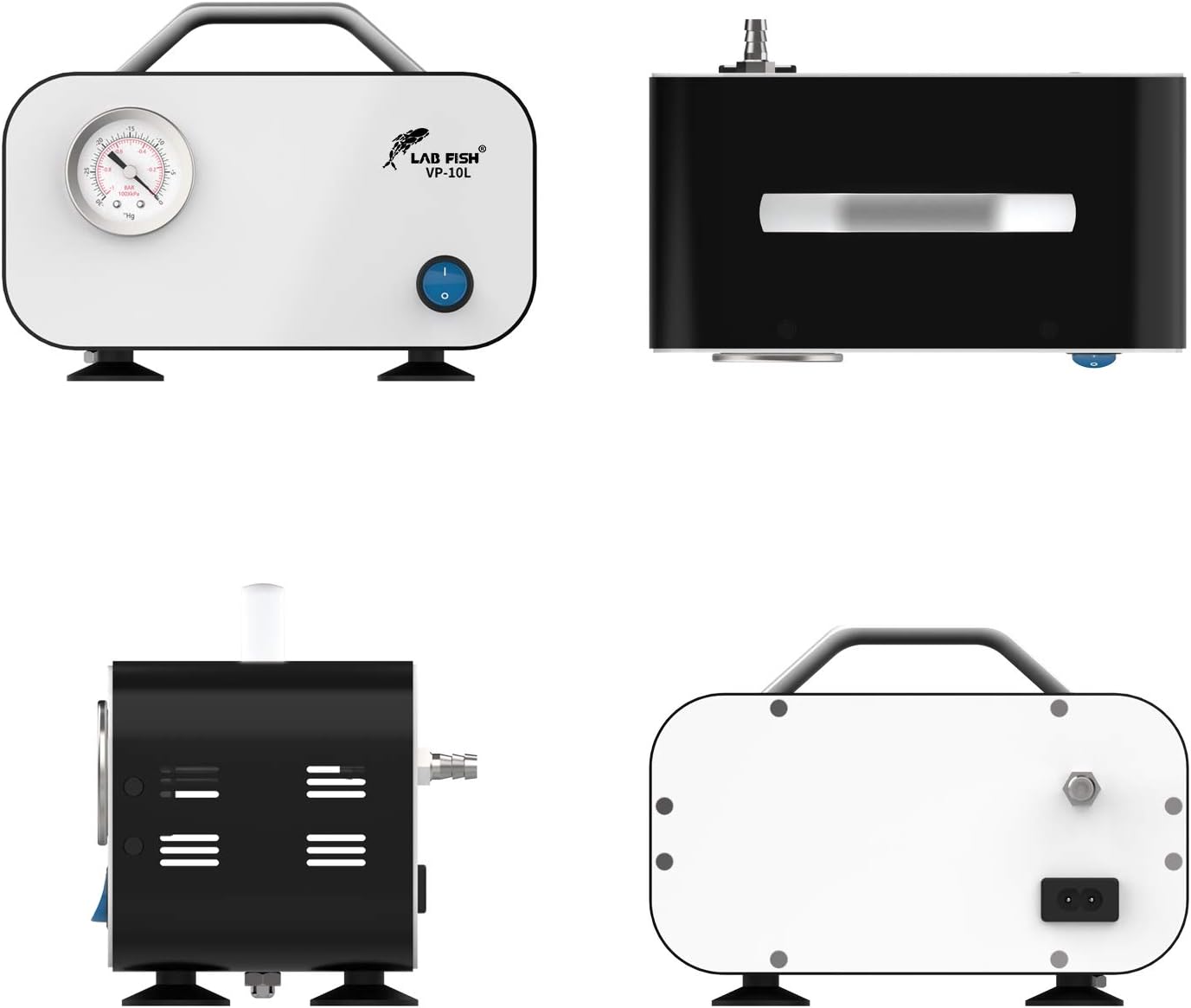 LAB FISH Laboratory Vacuum Pump Portable Oilless Diaphragm Lab Vacuum Filtration 10L/min with Rubber Tube,110V-220V