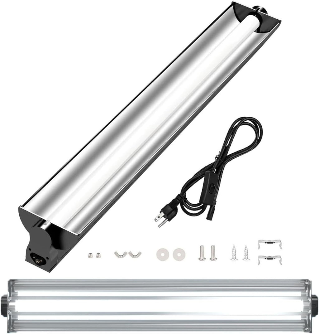 24W T5 UVB Reptile Light Fixture Combo Kit – 10.0 UVB Fluorescent Tube for Bearded Dragons, Lizards & Tortoises – UVA UVB Reptile Light, 22" Terrarium Hood (UVB 10.0-Desert, 22INCH-24W)