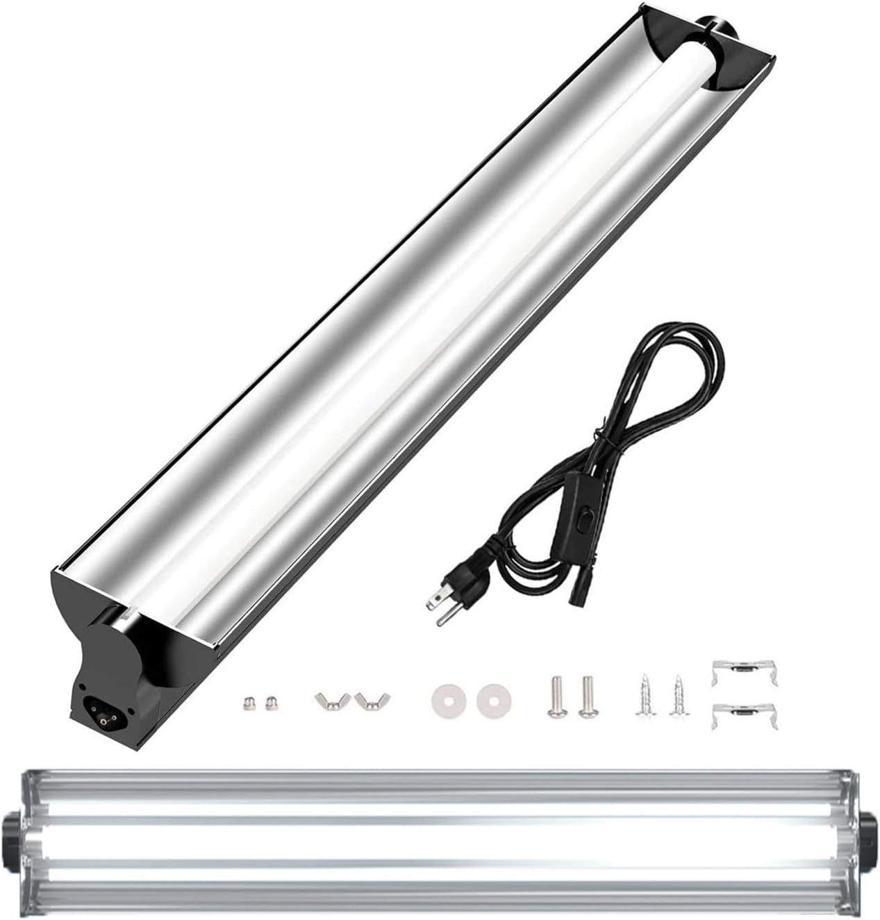 24W T5 UVB Reptile Light Fixture Combo Kit – 10.0 UVB Fluorescent Tube for Bearded Dragons, Lizards & Tortoises – UVA UVB Reptile Light, 22" Terrarium Hood (UVB 10.0-Desert, 22INCH-24W)