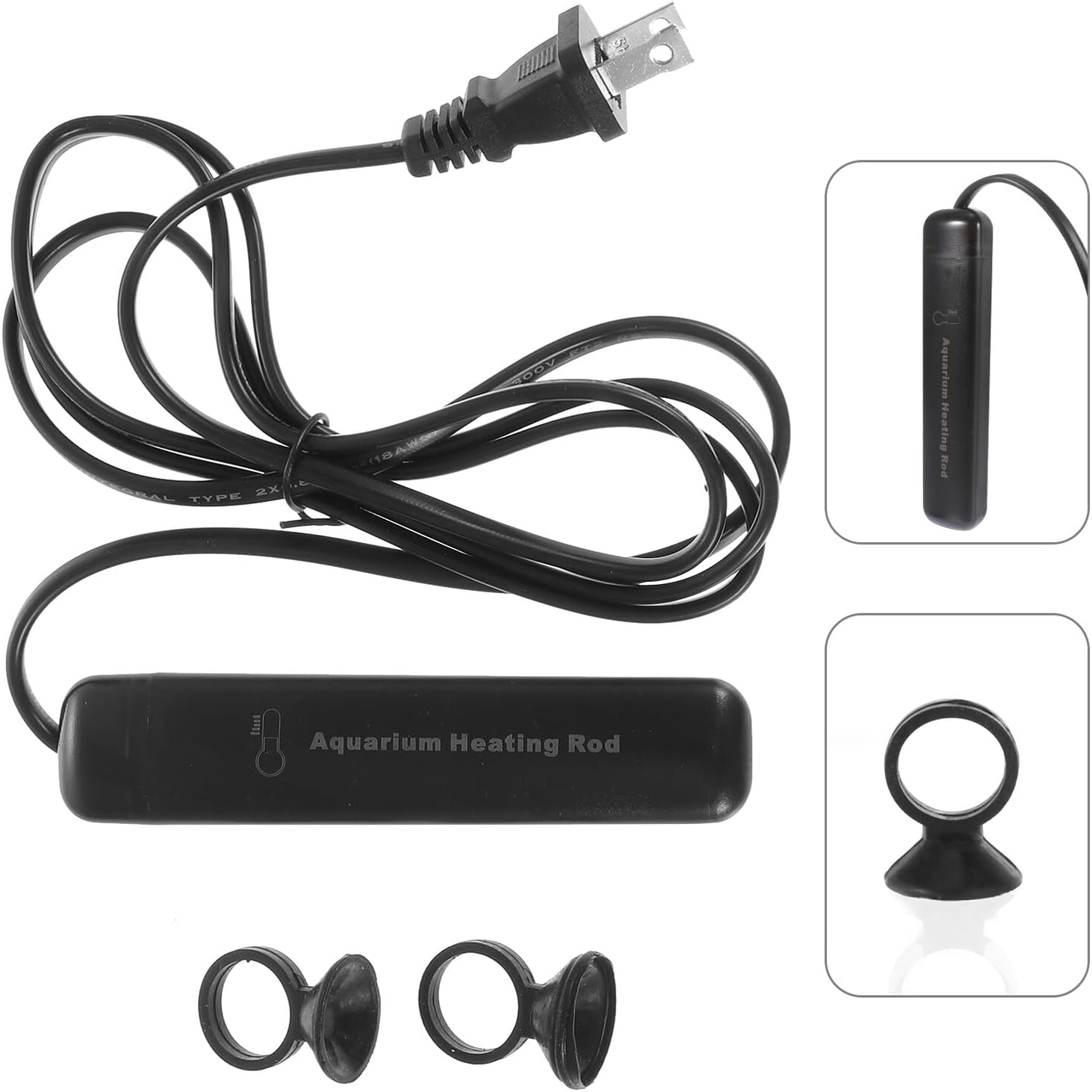 DOITOOL Quartz Glass Aquarium Heating Rod with Thermostat Fast Heating Fish Tank Heater for Tropical and Betta Fish US Plug Safe Automatic Shutoff Easy Installation