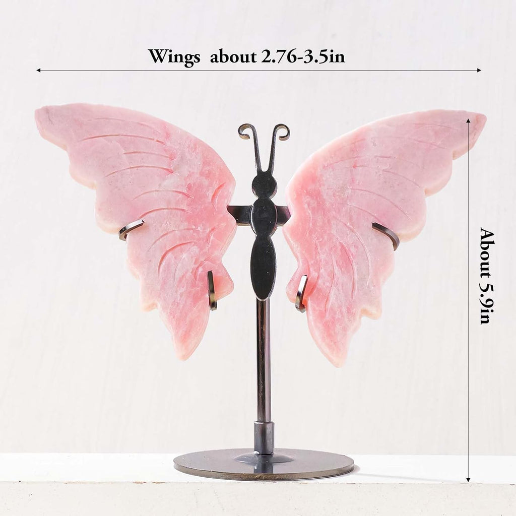 Apengshi Genuine Crystal Butterfly Ornament, Amethyst Agate Wings, Home Office Tabletop Home Decor (Pink Australian)
