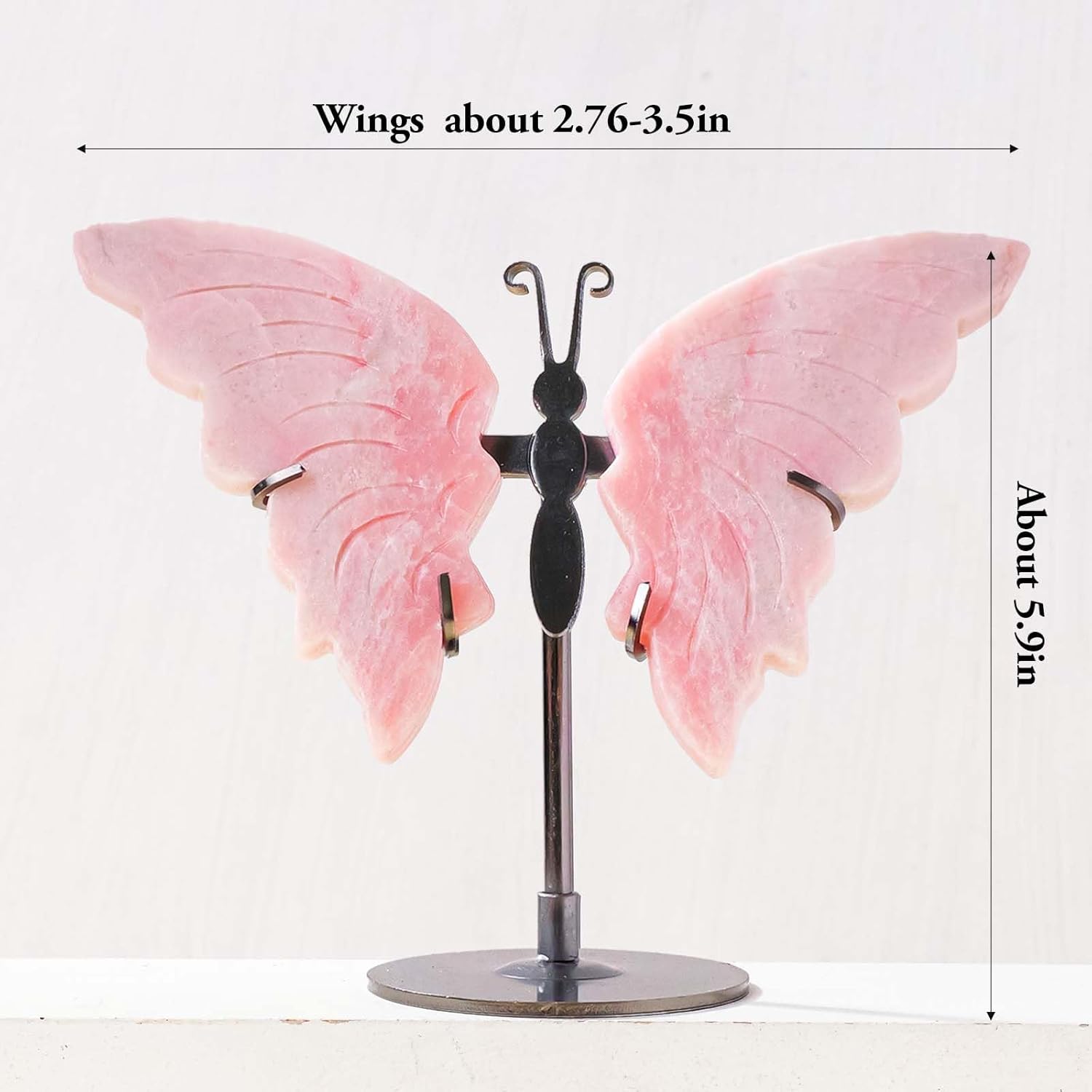 Apengshi Genuine Crystal Butterfly Ornament, Amethyst Agate Wings, Home Office Tabletop Home Decor (Pink Australian)