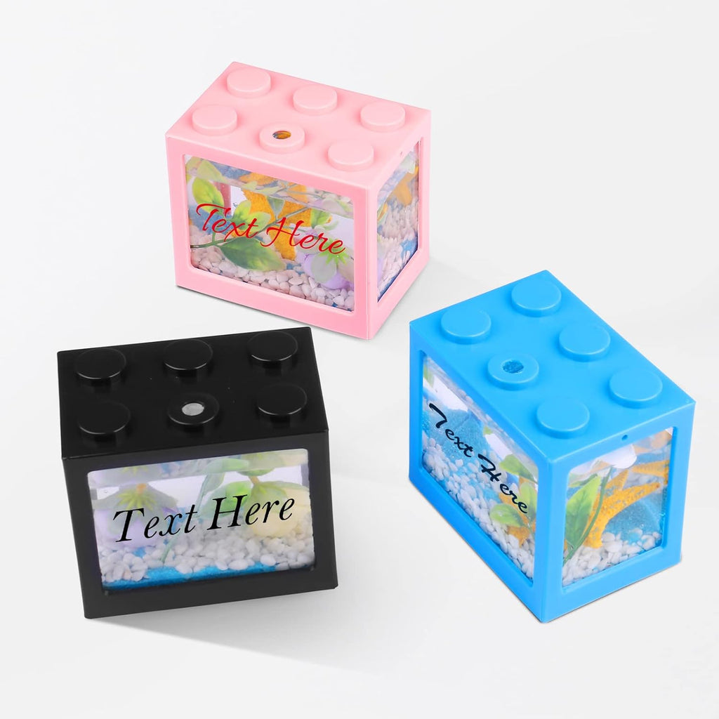 Custom Personalized Acrylic Fish Tank 3x4x5 Inch with Led Lighting (Pink)