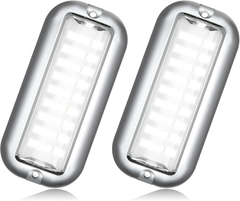 BASIKER BS1 Marine LED Boat Light (2x1200LM 27LED), 10-36V, 316 Stainless Steel, IP68, Air or Underwater, Surface Mount Designed for Cruise Ships, Yachts, Boats, Sailboat, Pontoon, Transom (White)
