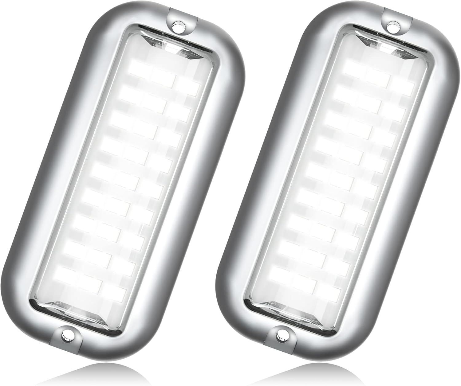 BASIKER BS1 Marine LED Boat Light (2x1200LM 27LED), 10-36V, 316 Stainless Steel, IP68, Air or Underwater, Surface Mount Designed for Cruise Ships, Yachts, Boats, Sailboat, Pontoon, Transom (White)