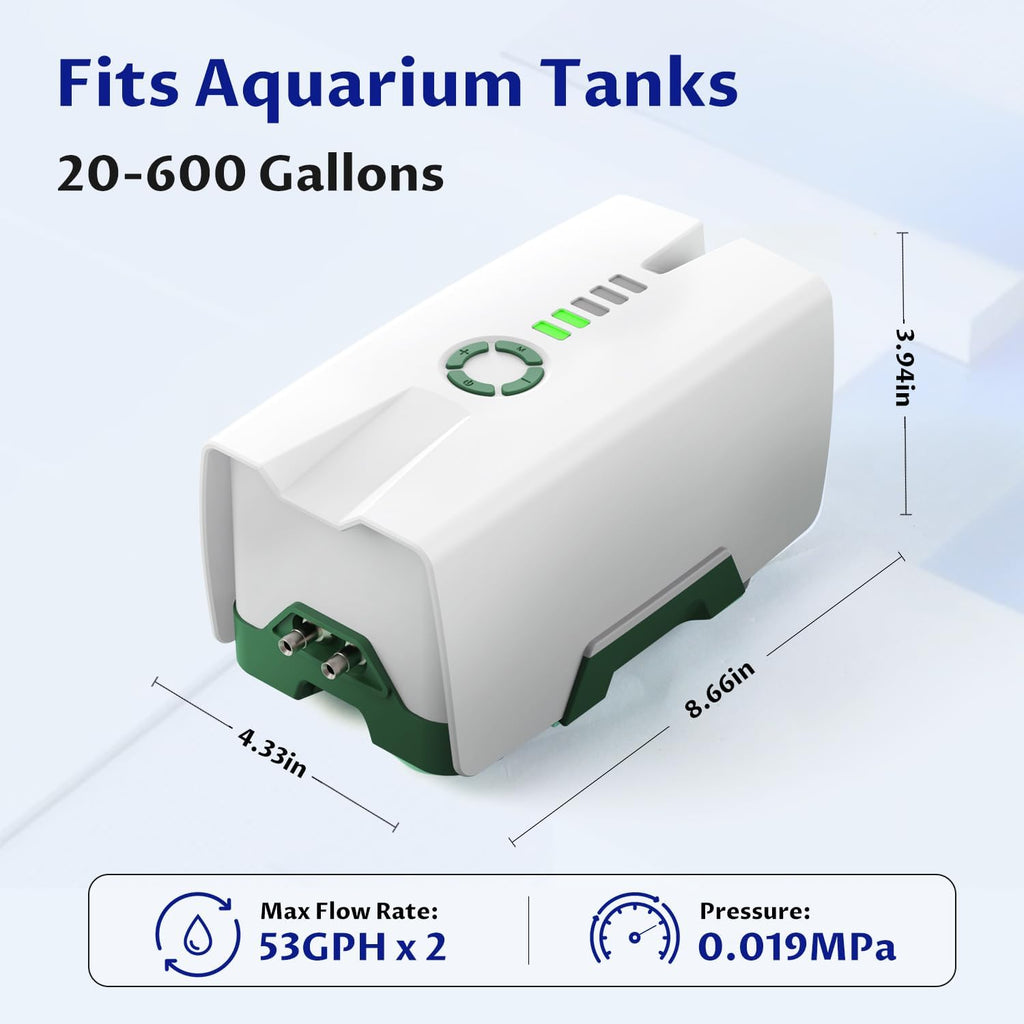 Ghosthorn Silent Dual Operating Mode Rechargeable Aerator for Fish, Large Capacity Aquarium Air Pump with Universal Clip for Most Bait Buckets