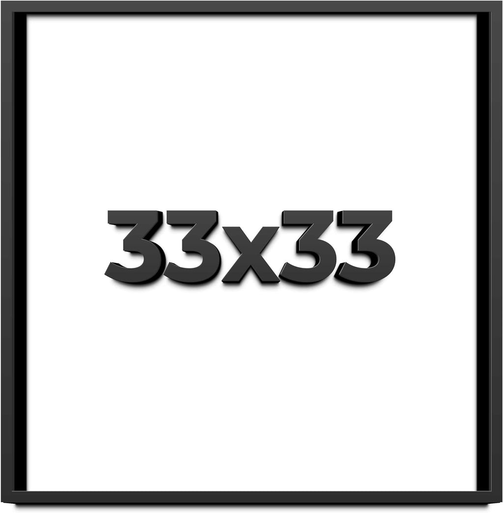 33x33 Shadow Box Frame Black | 1 Inch Deep Solid Wood Shadowbox Display Frame | UV Resistant Acrylic Plexiglass, Acid Free Backing, and Hanging Hardware | Dugan Picture Frame Style