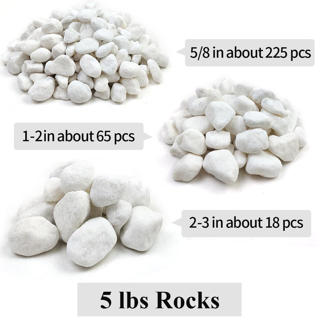20lb White River Rocks for Landscaping, 5/8 Inch Natural Pebbles for Indoor Plants, Snow White Decorative Stones, Ideal for Fish Tank, Vases, Crafting, Home Decor and Garden Rocks