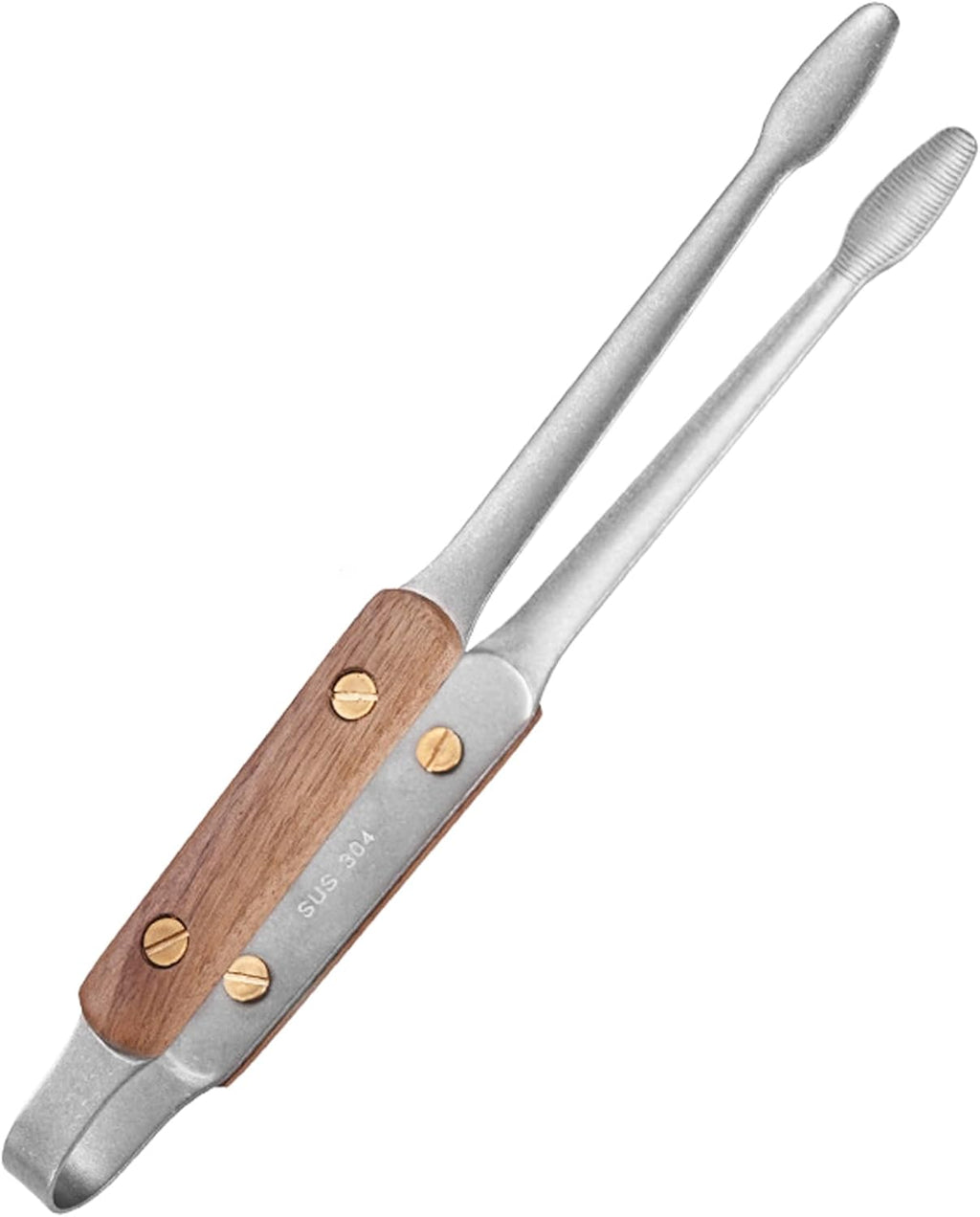 Longjet Kitchen Tongs Metal Tweezers for Cooking - Reptile Feeding Tongs for Gecko, Bearded Dragon, Snake - Long Forceps for Aquarium Plant (Silvery Walnut-9.5"/1Pcs)