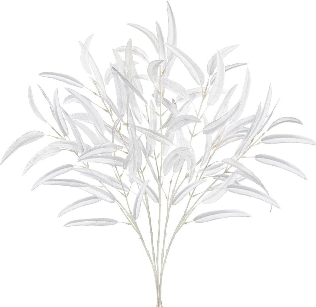 Briful 5-Pack 29.5’’Faux Eucalyptus Stems with White Willow Eucalyptus Leaves and Branches – Artificial Floral Stems for DIY Floral Arrangements, Wedding Bouquets, Vase Fillers, Home Decor