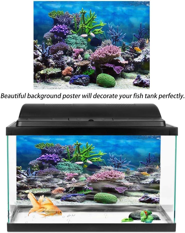 Keenso Aquarium Background,Fish Background,3D Aquarium Background,50 Gallon Fish, 50 Gallon Aquarium,Backdrop Decoration Paper Cling Sticker Pictures