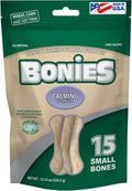 Bonies Natural Calming Formula Small-Sized Single Bone - Contains Chamomile & Lavender, Help Anxiety, Excessive Barking & Trembling, Chicken Flavor, Small Dog, 15 Bones
